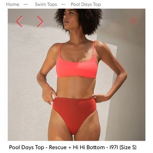 Left on Friday Pool Days Top - Size S - Rescue (neon red)